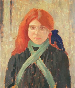 Bessie Bighead ontvangt een gestolen kus tussen de koeien op het erf, 2007 (acryl op paneel)