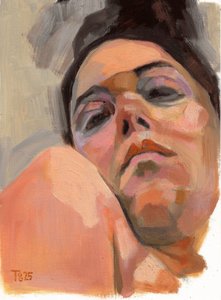 Portret van een contemplatieve vrouw