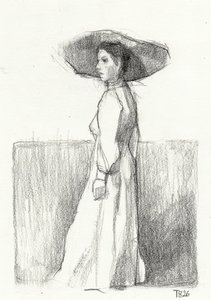Schets van een elegante vrouw door Tore Bahnson