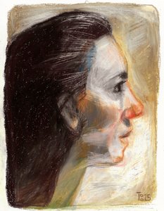 Profiel van een expressieve vrouw