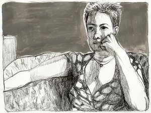 Portret van een peinzende vrouw