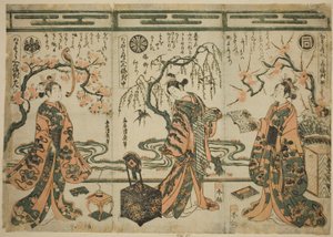 De Acteurs Sanogawa Ichimatsu (rechts), Nakamura Tomijuro (midden), en Nakamura Kumetaro (links), uit Een Vergelijking - Set van Drie