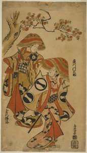 De acteurs Ichikawa Monnosuke I en Tamazawa Rinya door Torii Kiyomasu I