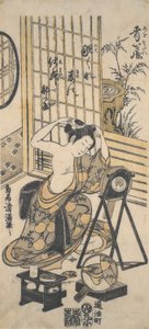 Een blik op een kleedkamer door Torii Kiyomitsu