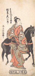 Bando Hikosaburo als Hanaregoma Chokichi met zijn zwarte paard, ca. 1756 door Torii Kiyomitsu