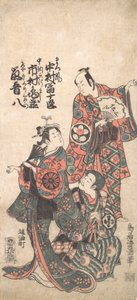 Scène uit het Drama Matsu wa tai fusuma no wakesato, 1757 of 1758 door Torii Kiyomitsu