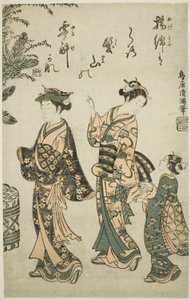 Wandelen op Nieuwjaarsdag door Torii Kiyomitsu I