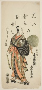 De acteur Onoe Kikugoro I als Kyo no Jiro in het toneelstuk "Fujibumi Sakae Soga," opgevoerd in het Ichimura Theater in de tweede maand, 1763 door Torii Kiyomitsu I