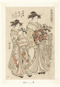 Courtisane Hitomachi uit het Tsutaya huis met haar kamuro Sanae en Matsuyo