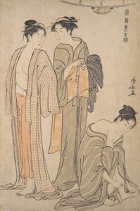 Nagels knippen, het toilet na het bad door Torii Kiyonaga