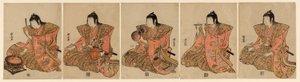 Vijf muzikanten (Gonin bayashi) door Torii Kiyonaga