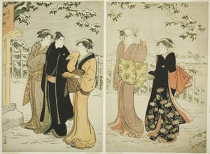 Matsuchi Heuvel na Sneeuwval door Torii Kiyonaga
