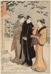 Matsuchi Heuvel na Sneeuwval door Torii Kiyonaga