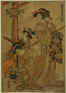 Ochtend van Iris, uit de serie "Vijf Festivals in de Plezierwijken (Hanakuruwa gosechi no asobi)"