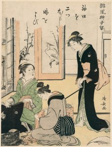 Schoonmoeder Plaagt de Bruid, uit de serie Een Verzameling Humoristische Gedichten door Torii Kiyonaga