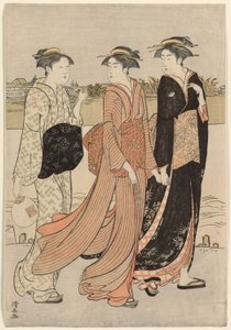 Zomerschaduw aan de oevers van de Sumida-rivier door Torii Kiyonaga