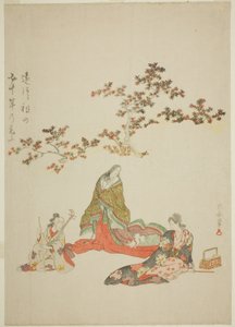 Surimono ter herdenking van de 50e verjaardag van de dood van de acteur Iwai Hanshiro III door Torii Kiyonaga