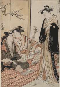 Een Lied van Katō-bushi Leren: Muzikale Vrijetijdsbesteding door Torii Kiyonaga