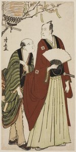 De acteur Ichikawa Danjuro V en zijn bediende, uit een ongetitelde serie prenten die acteurs in hun privéleven tonen door Torii Kiyonaga