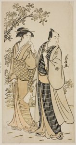 De Acteur Ichikawa Monnosuke II en zijn vrouw, uit een ongetitelde serie prenten die Acteurs in privéleven tonen door Torii Kiyonaga