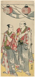 De Acteurs Arashi Ryuzo II en Ichikawa Komazo III, uit een pentaptych van elf acteurs die het festival van het heiligdom van de Soga-broers vieren door Torii Kiyonaga