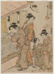 De vierde maand (uit de serie Modieuze maandelijkse bezoeken aan tempels in de vier seizoenen) door Torii Kiyonaga