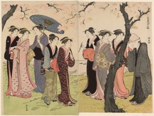 De derde maand, uit de serie "Twaalf maanden in het zuiden" door Torii Kiyonaga