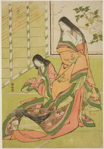De Derde Prinses en Haar Katje, uit een ongetitelde serie van hofdames door Torii Kiyonaga