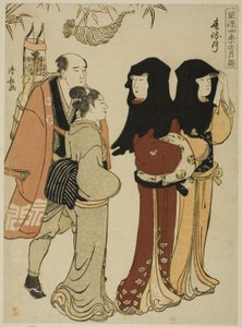 De Twaalfde Maand, uit de serie "Modieuze Maandelijkse Bezoeken aan Heilige Plaatsen in de Vier Seizoenen" door Torii Kiyonaga