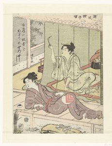Twee vrouwen tijdens een zomeravond door Torii Kiyonaga