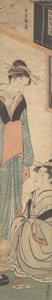 Twee Meisjes Praten Bij de Hibachi Vuurpot, ca. 1785 door Torii Kiyonaga