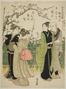 Umeyashiki, uit de serie "Verzameling van Beroemde Plaatsen in Edo (Edo meisho shu)" door Torii Kiyonaga