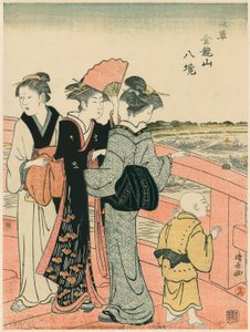 Het waterfestival bekijken vanaf de Azuma-brug, uit de serie "Acht wijken van de Kinryuzan-tempel in Asakusa (Asakusa Kinruzan hakkei)"
