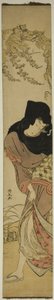 Vrouw onder Windgeblazen Wisteria door Torii Kiyonaga