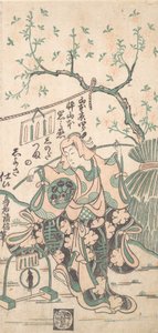 Yamamoto Iwanojo, zoon van Yamamoto Kyoshiro, als Shinoda Zuma in een Shosa-act, 1747 door Torii Kiyonobu II
