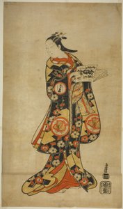 De acteur Sanjo Kantaro II als Oshichi in het stuk "Nanakusa Fukki Soga," opgevoerd in het Ichimura Theater in de eerste maand, 1718