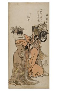 Kabuki-acteur Segwa Kikunojo III in vrouwelijke rol (onnagata), c.1794-1795