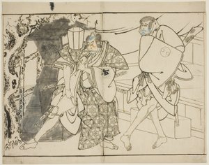 De acteurs Arashi Ryuzo en Morita Kanya VIII door Toshusai Sharaku