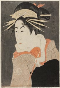 De acteur Matsumoto Yonesaburo als Shinobu in de gedaante van de courtisane Kewaizaka no Shosho door Toshusai Sharaku