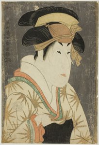 De acteur Segawa Kikunojo III als Oshizu, vrouw van Tanabe Bunzo door Toshusai Sharaku