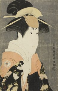 De acteur Segawa Tomisaburo II als Yadorigi, vrouw van Ogishi Kurando, 1794 door Toshusai Sharaku