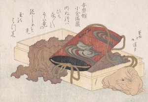 Lacquer Inro met watervogels en ox-vormige Netsuke in een doos uit de Lente Regen..., waarschijnlijk 1817 door Totoya Hokkei