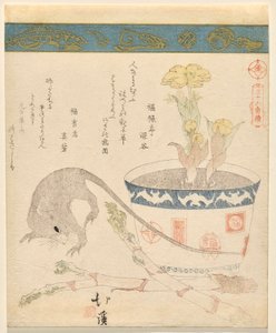 Rat en Nieuwjaar door Totoya Hokkei