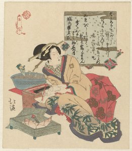 Vrouw schrijft een brief door Totoya Hokkei