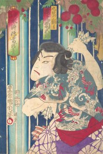 Imaginaire portret, Shuihuzhuan van podium: Toryudai Mitate Suikoden Torodai - Acteur Onoe, 1875