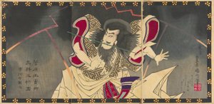 De acteur Ichikawa Udanji I als Sugawara no Michizane in het stuk 