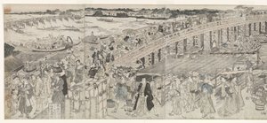 Genieten van de avondbries bij de Ryogoku-brug