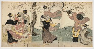 Japanse kunst: bloemen in de wind