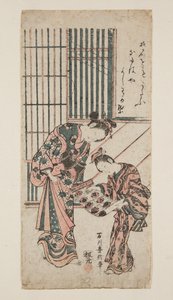 Courtisane en bediende door Toyonobu Ishikawa