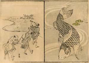Drie mannen en karper, 1814, 1924 door Toyota Hokkei